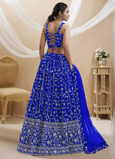 Leaf Branch Type Design in Blue Lehenga
